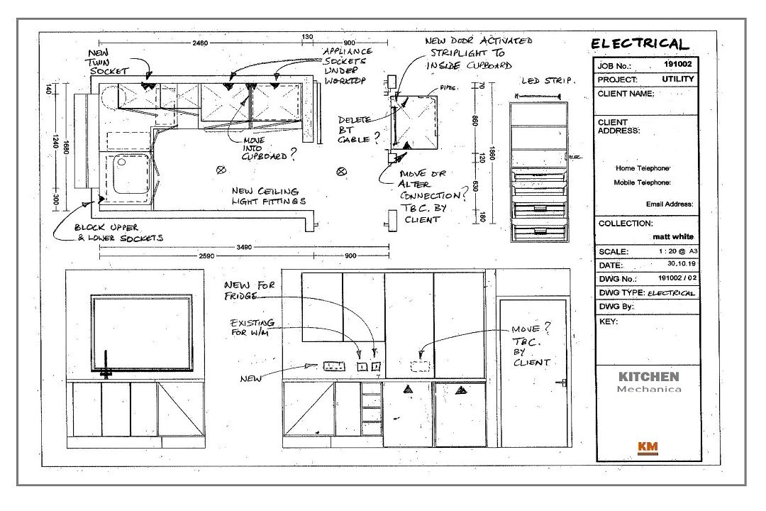 utility room refurb installation and electric drawings